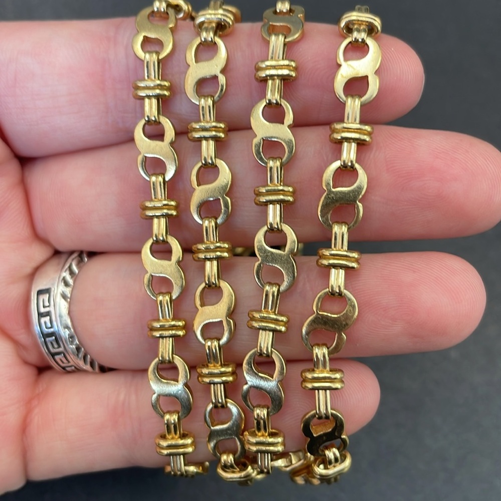 Vintage Gold Tone 31 Inch Fancy Link Chain Necklace - Picture 3 of 7